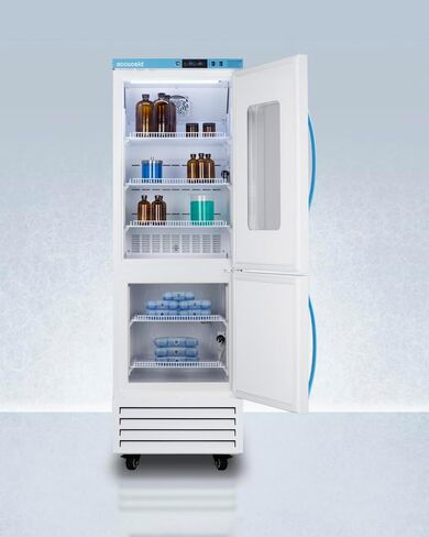 ACCUCOLD 10.74 cu.ft. Medical Refrigerator/Freezer Combination, 24" Wide, Vaccine, Glass Door, White- ARFG15PVDL2B Wireless Environmental Temperature Monitoring Device (ETM) (Left Hand Door, 28 Inch) in Kuwait