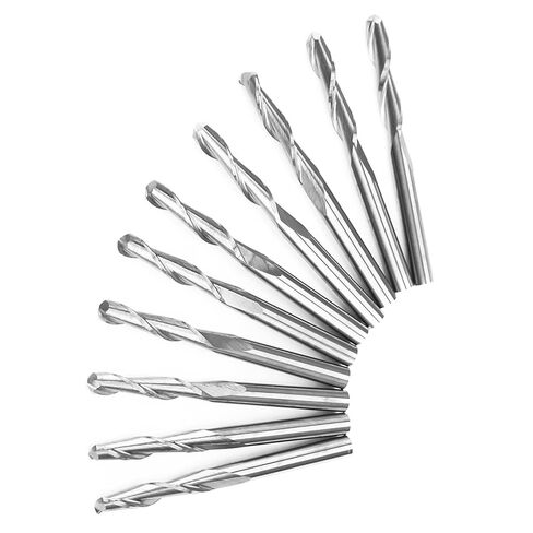 10PCS 3.175 x17mm Double Flutes Carbide Ball Nose End Mills CNC Bits in Saudi Arabia