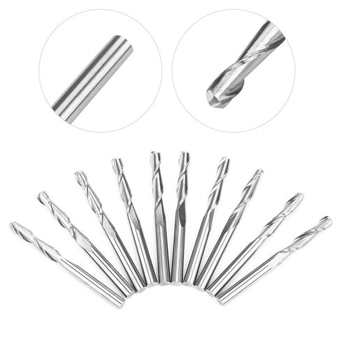 10PCS 3.175 x17mm Double Flutes Carbide Ball Nose End Mills CNC Bits in Saudi Arabia