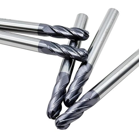 LU&MN 4-Flute End Mills، مجموعات لقم مطحنة كروية من الكربيد للفولاذ المقاوم للصدأ والفولاذ المقوى والسبائك والمزيد، 1/4 بوصة، 5 قطع in Kuwait