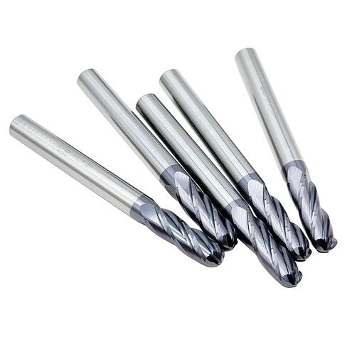 LU&MN 4-Flute End Mills، مجموعات لقم مطحنة كروية من الكربيد للفولاذ المقاوم للصدأ والفولاذ المقوى والسبائك والمزيد، 1/4 بوصة، 5 قطع in Kuwait
