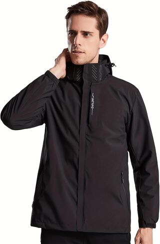 Lightweight Outdoor Waterproof Windproof Jacket, Hooded Softshell Windbreaker Hiking for Men with Zipper Pockets Spring Fall in Saudi Arabia