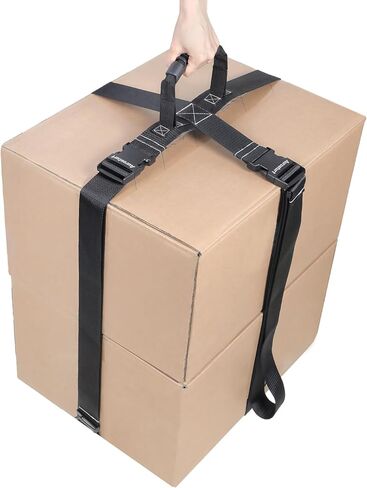 حزام حمل الصندوق مع مقبض وأشرطة قابلة للتعديل لصندوق البطارية وأشرطة حمل الحزام المحمولة للتحرك بأمان ورفع الصناديق الثقيلة (أسود، مشبك بلاستيكي 96 بوصة) in Kuwait