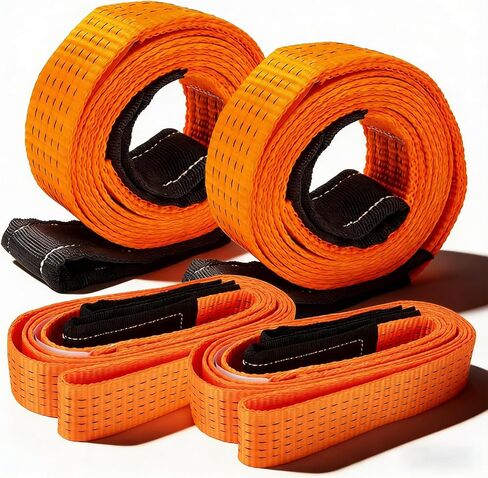 2PCS 2" x5FT & 2PCS 2" x10FT Heavy Duty Nylon Lifting Sling Strap, 18800lb Capacity Super Sturdy Flat Eye Rigging Strap for Hoist, Towing, Moving, Tree Saver Recovery, and Winch in Kuwait