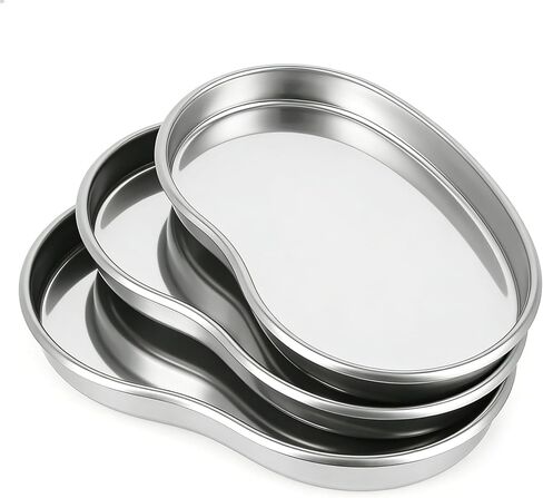 3 Packs Large Professional Medical Surgical Tray - Kidney Trays Flat Type Stainless Steel Dental Trays Thickening Lab Instrument Supplies Tools Tray for Dental Piercing Lab (8.4 * 5.6) in in Kuwait