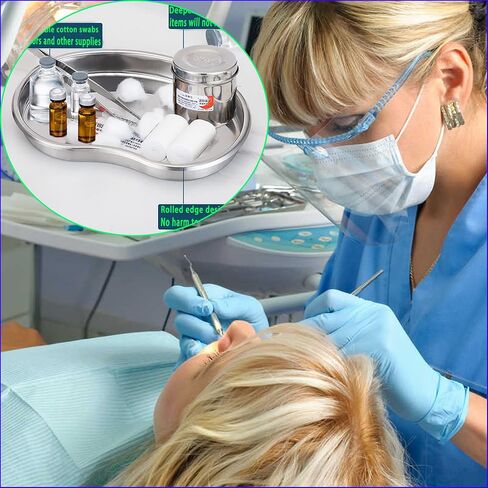 3 Packs Large Professional Medical Surgical Tray - Kidney Trays Flat Type Stainless Steel Dental Trays Thickening Lab Instrument Supplies Tools Tray for Dental Piercing Lab (8.4 * 5.6) in in Kuwait