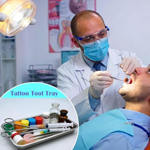 3 عبوات من صينية جراحية طبية احترافية من النوع المسطح من الفولاذ المقاوم للصدأ لطب الأسنان، صينية أدوات أدوات المختبر السميكة (8.8 بوصة * 4.5 بوصة * 0.8 بوصة / فضي) in Kuwait