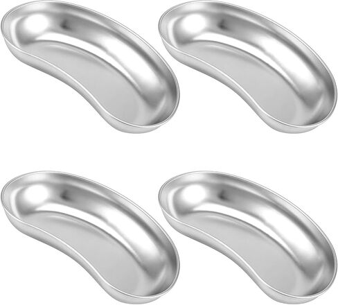QWORK 4 Pcs 7" Stainless Steel Utility Tray, Kidney Shaped Basin, Lab Instruments Trays, Reusable Metal Kidney Dish,for Dressings, Waster in Saudi Arabia