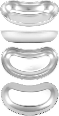 QWORK 4 Pcs 7" Stainless Steel Utility Tray, Kidney Shaped Basin, Lab Instruments Trays, Reusable Metal Kidney Dish,for Dressings, Waster in Saudi Arabia