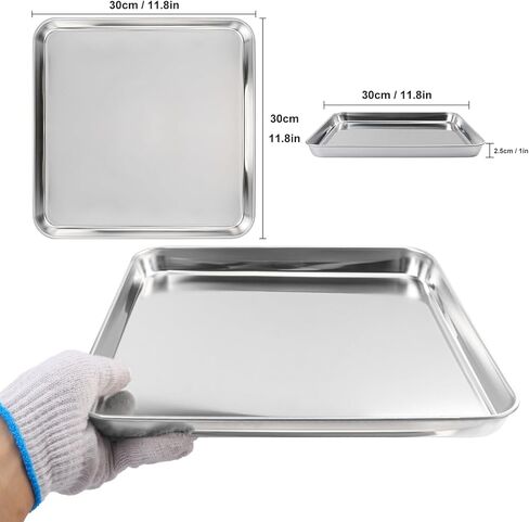 2 Pack Square Stainless Steel Surgical Tray, 12 x 12 Inch Surgical Trays, Stainless Steel Medical Trays for Lab Instruments Organizer, Lab, Tattoo, Dental in Kuwait