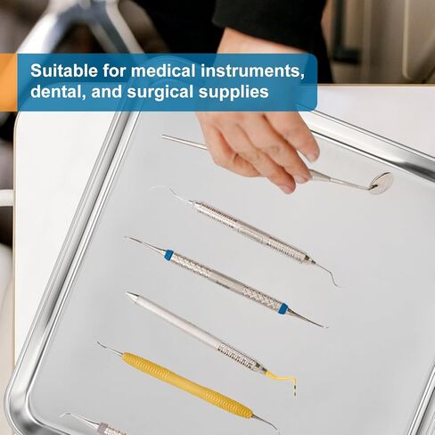 2 Pack Square Stainless Steel Surgical Tray, 12 x 12 Inch Surgical Trays, Stainless Steel Medical Trays for Lab Instruments Organizer, Lab, Tattoo, Dental in Kuwait