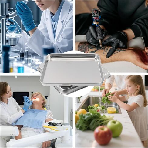 2 Pack Square Stainless Steel Surgical Tray, 12 x 12 Inch Surgical Trays, Stainless Steel Medical Trays for Lab Instruments Organizer, Lab, Tattoo, Dental in Kuwait