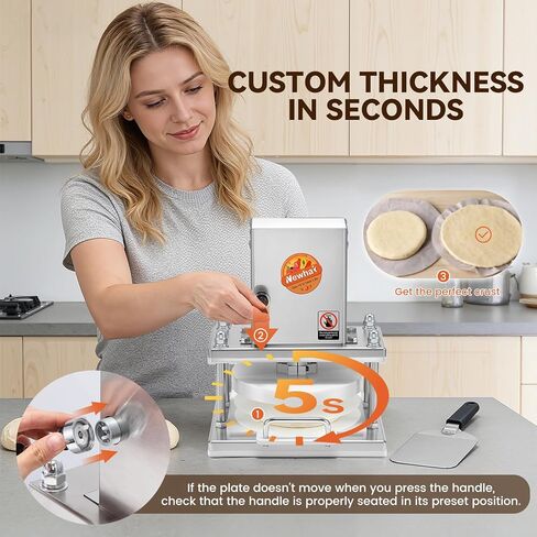 Newhai 8.6" Electric Pizza Dough Press Machine Commercial Dough Roller Sheeter Stainless Steel Pastry Bread Press Forming Processor for Bakery Home Restaurant Use in Kuwait