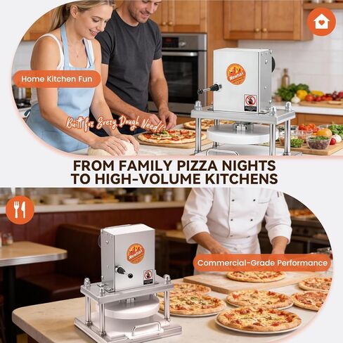 Newhai 8.6" Electric Pizza Dough Press Machine Commercial Dough Roller Sheeter Stainless Steel Pastry Bread Press Forming Processor for Bakery Home Restaurant Use in Kuwait