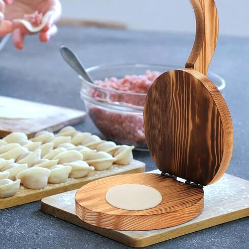 Kichvoe Wooden Dumpling Press Dough Mold Tool 8.85X5.90X1.37 Inch Manual Dumpling Skin Maker for Handmade Noodles and Dumplings Kitchen Cooking in Saudi Arabia