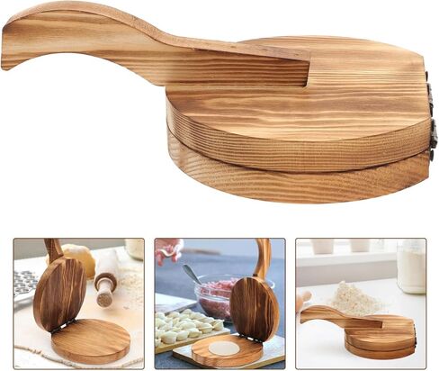 Kichvoe Wooden Dumpling Press Dough Mold Tool 8.85X5.90X1.37 Inch Manual Dumpling Skin Maker for Handmade Noodles and Dumplings Kitchen Cooking in Saudi Arabia
