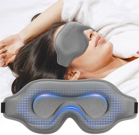 Weighted Eye Mask for Sleeping, 3D Contoured Sleep Mask Blackout with Adjustable Strap, Lash Extensions Sleeping Mask for Travel, Eye Cover Blindfold for Men Women (Black, 4.6oz) in Kuwait