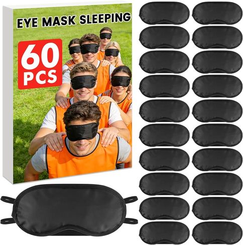 20 PCS Sleep Eye Masks Blindfolds - Light-Tight with Nose Pad & Adjustable Strap, Bulk Comfortable Breathable Party Supplies for Team Building Travel, Black Eye Cover for Women Men in Kuwait