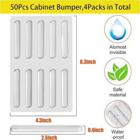 مانع إغلاق الباب 50 قطعة، مصد باب خزانة ذاتي اللصق بدون أثر، خطوط ممتصة للصدمات مطاطية، وسادات عازلة لتخميد الصوت لحماية الحائط، زجاج خزانة باب الثلاجة والأثاث in Kuwait