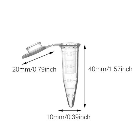200PCS 40mm Transparent Plastic Centrifuge Tubes with Scale and Snap On Lids Laboratory Disposable Sharp Bottom Vessels 1.5ml in Saudi Arabia