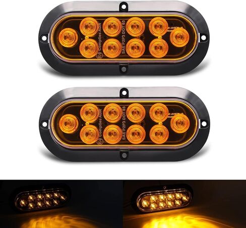 TMH Pack of 2 6 Inch 10 LED Surface Mount Oval Clear Lens Red Light Turn Signal Side Marker Tail LED Light for Truck Trailer Trail Bus 12V DC in Kuwait
