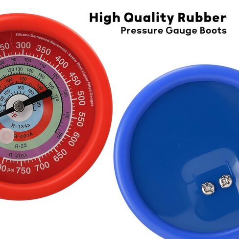 MEASUREMAN 80mm Refrigeration Pressure Gauge Cover,Red & Blue Protective Set,Durable Tool Accessories in Saudi Arabia