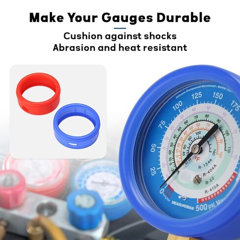 MEASUREMAN 80mm Refrigeration Pressure Gauge Cover,Red & Blue Protective Set,Durable Tool Accessories in Saudi Arabia