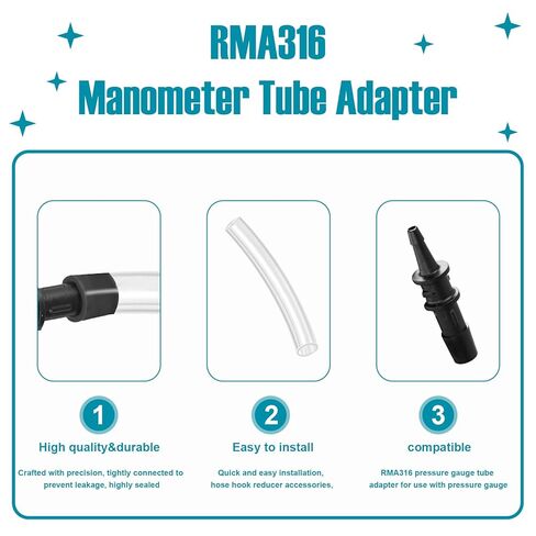 RMA316 Manometer Tube Adapter,Pressure Tube Adapter Fitting,3/16 in. to 5/16 Manometer Fittings Adapter Fit for Fieldpiece Manometer Inlet and Outlet Valves on Various Models of Gas Appliances-2PCS in Saudi Arabia