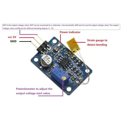 Strain Gauge Bending Detection Test Sensor Module Flex Sensor Weigh Amplifier Voltage Output in Kuwait
