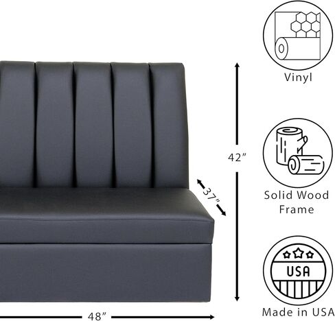 Channel Black Faux Leather Seating Booth, Modern Armless Booth for Restaurants, Living Room, and Apartment with Solid Wood Frame in Saudi Arabia