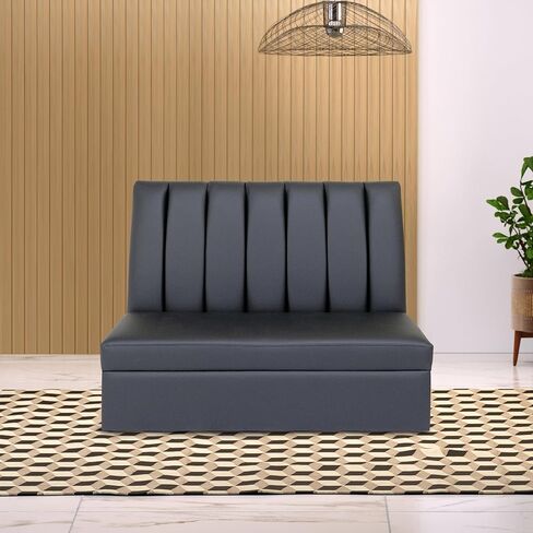 Channel Black Faux Leather Seating Booth, Modern Armless Booth for Restaurants, Living Room, and Apartment with Solid Wood Frame in Saudi Arabia