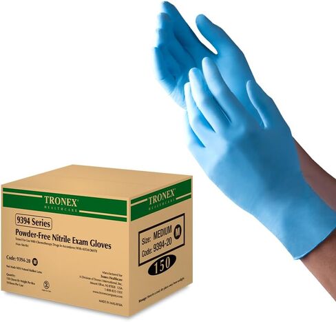 TRONEX 9394 Nitrile Exam Disposable Gloves, 4 Mil, Chemo Rated, Powder Free, Blue, Case of 1,500 in Kuwait