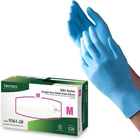 TRONEX 9361 Nitrile Exam Gloves, Chemo Rated, Powder Free, Fingertip Textured, Latex Free, Powder Free, Blue in Kuwait