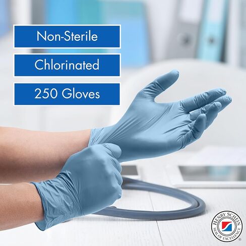 قفازات Henry Schein Criterion N300 Nitrile Exam Gloves، مقاس X-Large، أزرق ثلجي - علبة مكونة من 10 صناديق (250/صندوق، إجمالي 2500) - تم اختبارها كيميائيًا، خالية من اللاتكس، مكلورة، 2.76 مل، غير معقمة in Saudi Arabia