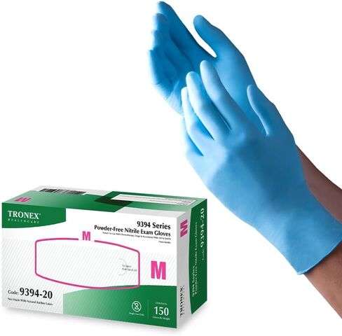 TRONEX 9394 Nitrile Exam Disposable Gloves, 4 Mil, Chemo Rated, Powder Free, Blue, Small, Box of 150 in Kuwait