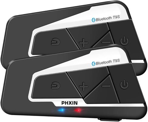سماعة بلوتوث PHXIN T9S Ultra للدراجات النارية، اتصال داخلي جماعي بـ 10 اتجاهات، إلغاء الضوضاء المتقدم، مقاومة للماء IP67، عمر بطارية طويل، ميكروفون مزدوج للدراجات النارية، ATV، الدراجة الترابية in Saudi Arabia