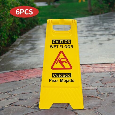 علامات تحذير ثنائية اللغة، علامات السلامة PP، علامات السلامة المتوافقة في مكان العمل للبناء والمستودع والمصنع (6PCS) in Kuwait