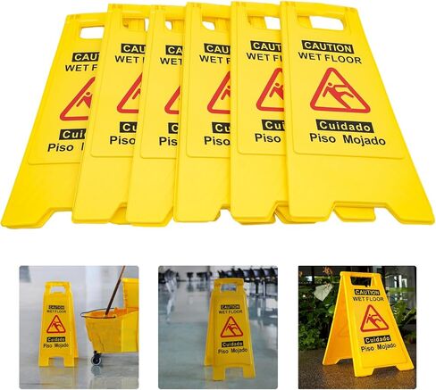 علامات تحذير ثنائية اللغة، علامات السلامة PP، علامات السلامة المتوافقة في مكان العمل للبناء والمستودع والمصنع (6PCS) in Kuwait