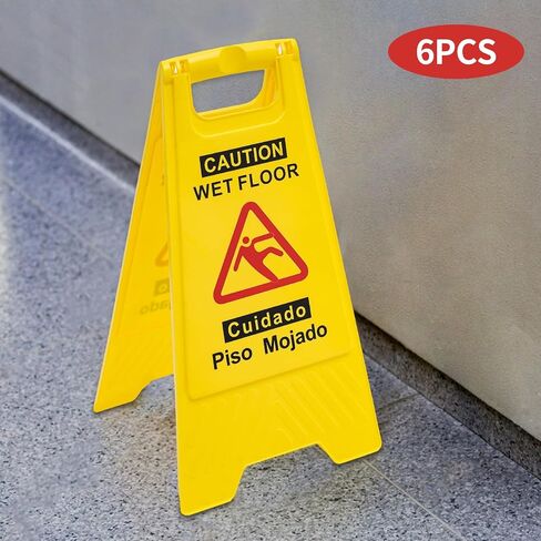 علامات تحذير ثنائية اللغة، علامات السلامة PP، علامات السلامة المتوافقة في مكان العمل للبناء والمستودع والمصنع (6PCS) in Kuwait