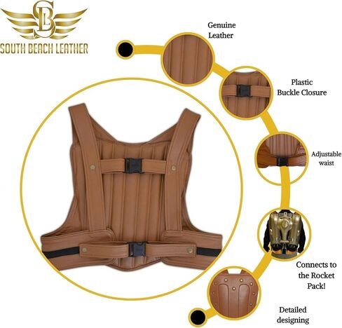 Billy Campbell The Rocketeer Rocket Pack Tan Leather Harness (US, Alpha, One Size, Regular, Regular, Tan) in Kuwait