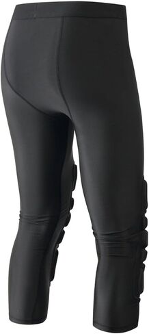 Men Basketball Leggings with Knee Pads, 3/4 Padded Compression Pants with Cup Pocket in Kuwait