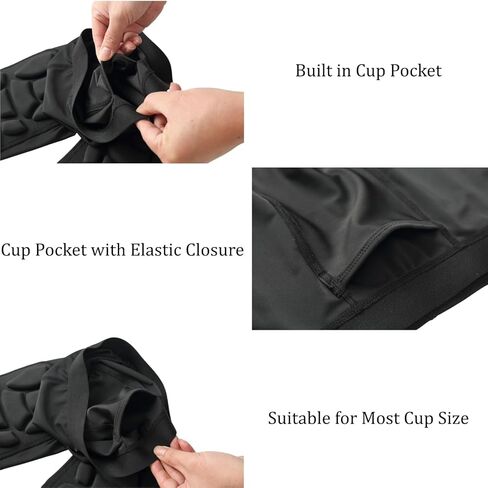 Men Basketball Leggings with Knee Pads, 3/4 Padded Compression Pants with Cup Pocket in Kuwait