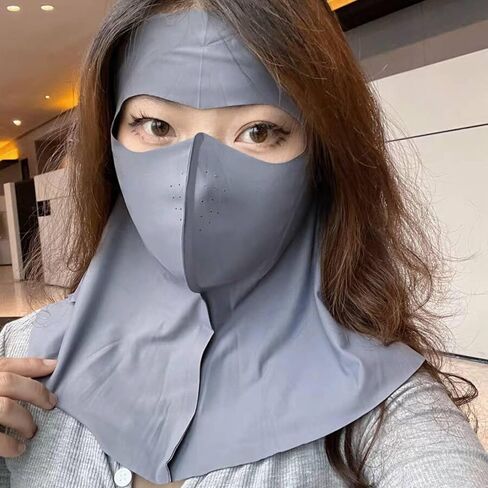 Face Sun Protection Cover Seamless Design Protection Face and Neck Cover Lightweight Sun-Blocking for Cyclists, Driving, Gray, Full Protect A in Saudi Arabia