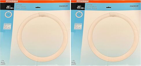 SYLVANIA (2 Pack) 23522 Cool White Premium Circline Fluorescent T9 Circle 16 inch Diameter, 40 watts, 4100K, 2500 lumens, 80 CRI Fluorescent Light Bulb in Saudi Arabia