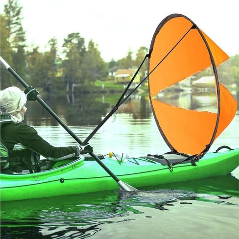 شراع كاياك باتجاه الريح، شراع ريح كاياك قابل للطي، مجداف كاياك للرياح، شراع كاياك قابل للحمل مع نافذة شفافة لإكسسوارات قوارب الكاياك القابلة للنفخ in Kuwait