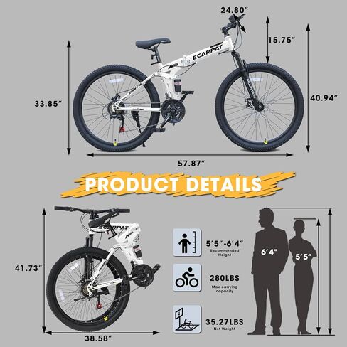 26 Inch Foldable Mountain Bike, 21 Speed with Double Shock Effect, High Carbon Steel Frame, Double-Kill Disc Brake System, Unique Design and Ergonomic Frame & Cushion in Saudi Arabia