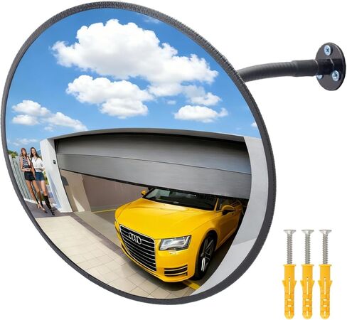 مرآة محدبة من الأكريليك بسمك 11.8 بوصة 2 مم - مرآة أمان داخلية قابلة للتعديل بزاوية عريضة للمرآب ومواقف السيارات والمستودعات والمكتب وحركة المرور الأمنية في الزوايا، ومعالجة المناطق العمياء في الزوايا in Kuwait