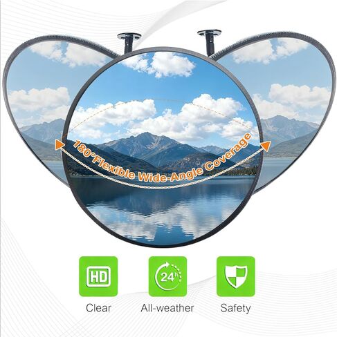 مرآة محدبة من الأكريليك بسمك 11.8 بوصة 2 مم - مرآة أمان داخلية قابلة للتعديل بزاوية عريضة للمرآب ومواقف السيارات والمستودعات والمكتب وحركة المرور الأمنية في الزوايا، ومعالجة المناطق العمياء في الزوايا in Kuwait