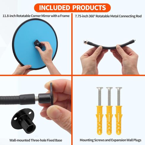 مرآة محدبة من الأكريليك بسمك 11.8 بوصة 2 مم - مرآة أمان داخلية قابلة للتعديل بزاوية عريضة للمرآب ومواقف السيارات والمستودعات والمكتب وحركة المرور الأمنية في الزوايا، ومعالجة المناطق العمياء في الزوايا in Kuwait