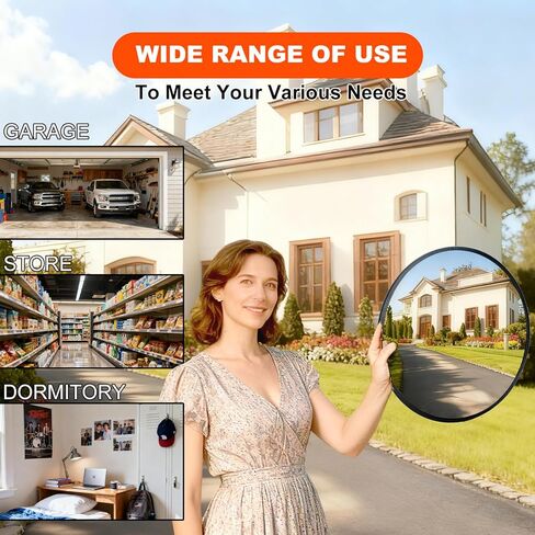 مرآة محدبة من الأكريليك بسمك 11.8 بوصة 2 مم - مرآة أمان داخلية قابلة للتعديل بزاوية عريضة للمرآب ومواقف السيارات والمستودعات والمكتب وحركة المرور الأمنية في الزوايا، ومعالجة المناطق العمياء في الزوايا in Kuwait